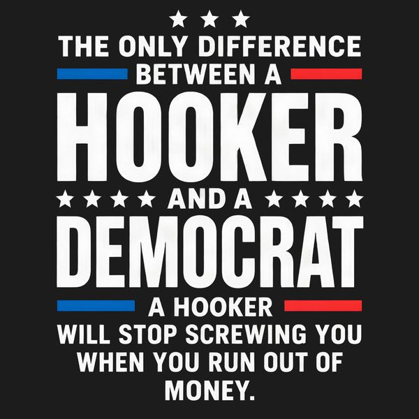 T-shirt with text: 'Democrats: Still Running on Feelings, Not Facts' in bold typography