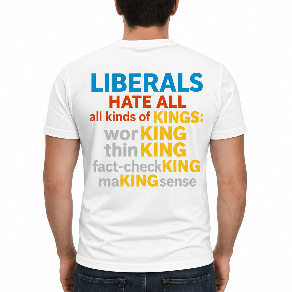 T-shirt with bold text: THIS IS A DISCOUNT FOR YOU — LIBERALS HATE ALL KINDS OF KINGS