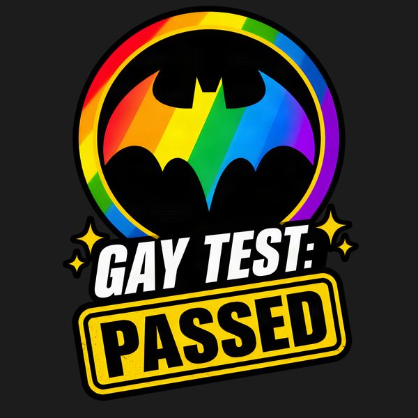 Show Pride & Laugh: Bat-Logo Parody Gay Test T-Shirt