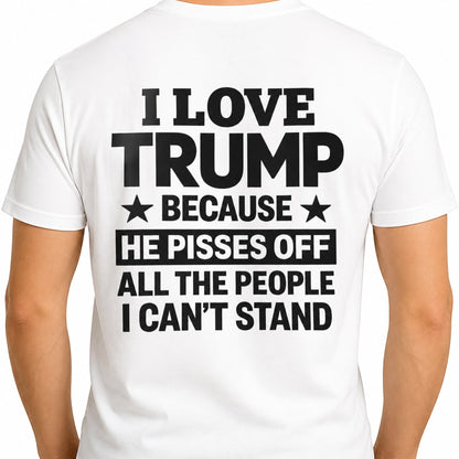 Black t-shirt with bold white text: 'LOUD & PROUD FOR TRUMP' centered on chest