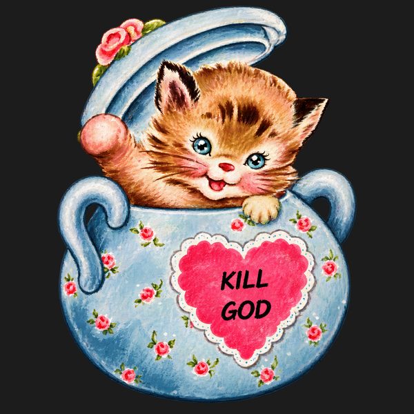 Stand-Out Edgy Kitten-in-Teacup Heart Graphic T-Shirt