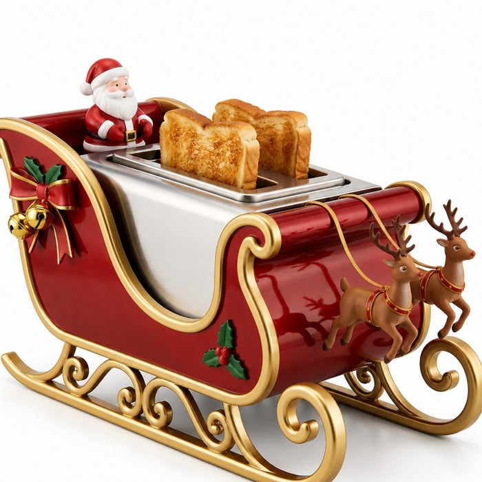 Santa's Sleigh Toaster — Festive Ceramic 2-Slot