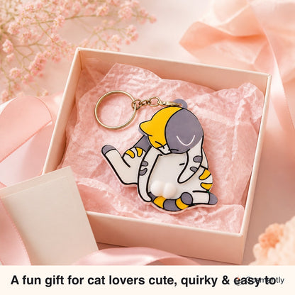 Packaging with one Mischief Cat keychain inside