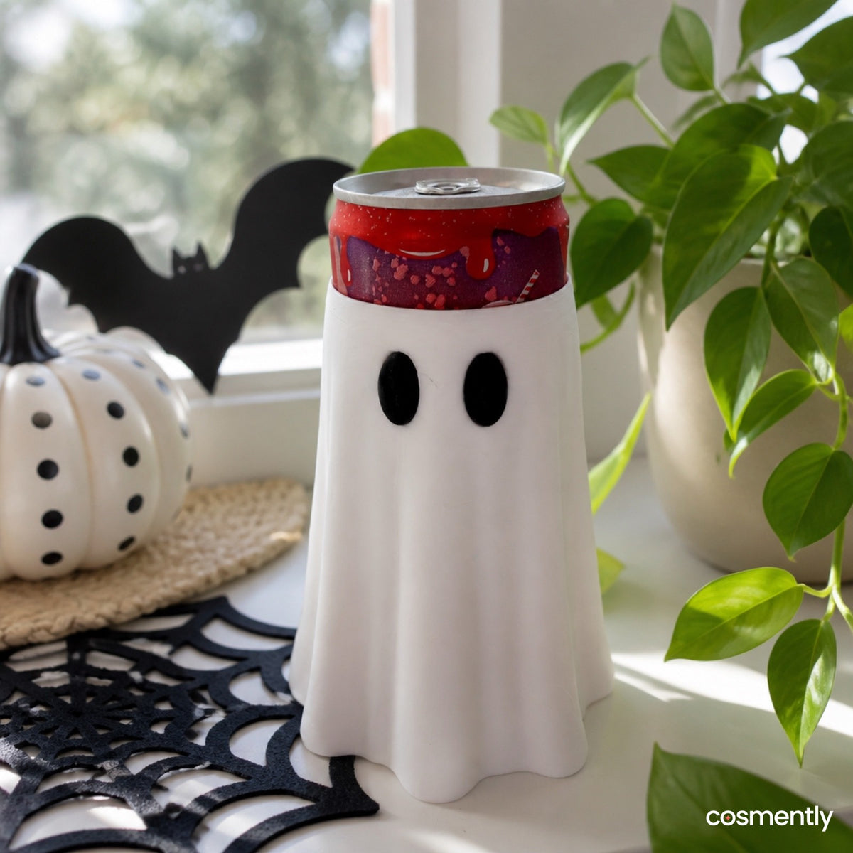 Side view of Rainbow Bright ghost can cooler on can