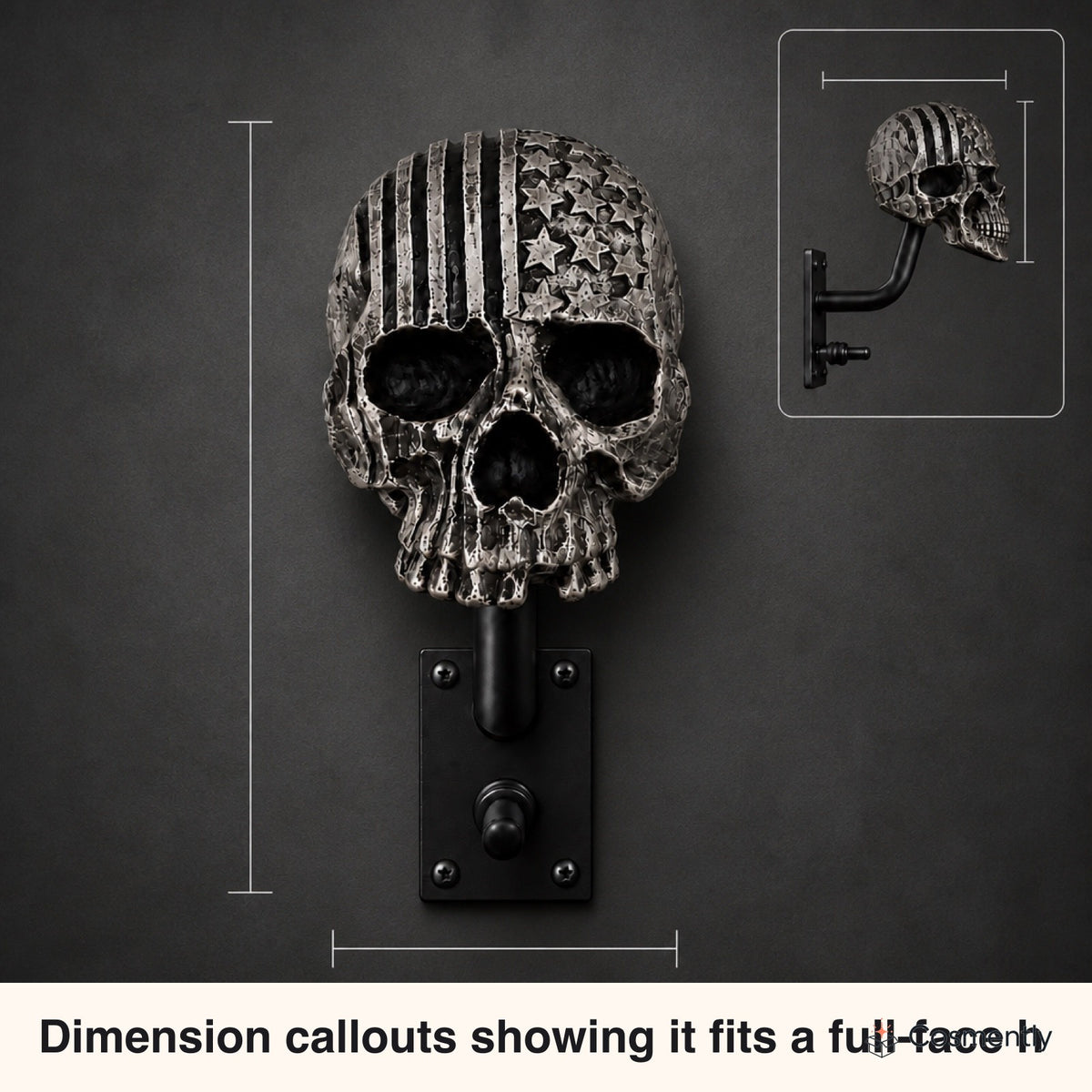 Close-up of hand-finished resin skull texture
